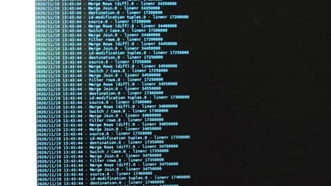 Azure computer software code moving on a black monitor. Computer hacking in p 스톡 동영상 144049109