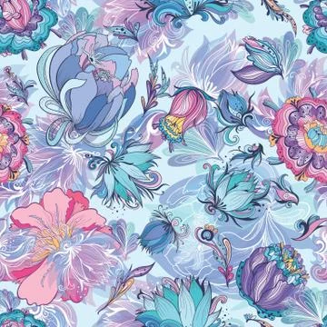Azure Floral Vector Pattern Stock Illustration