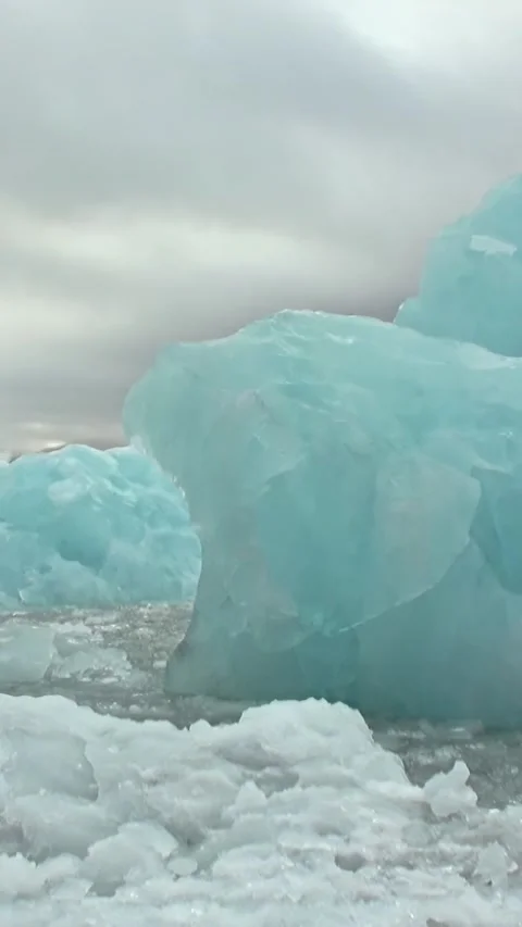 Azure Ice Giants Grace Svalbard's Arctic Waters Stock Footage 340483298