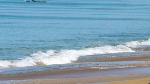 Azure ocean, waves rolling on the beach Stock Footage 237158838