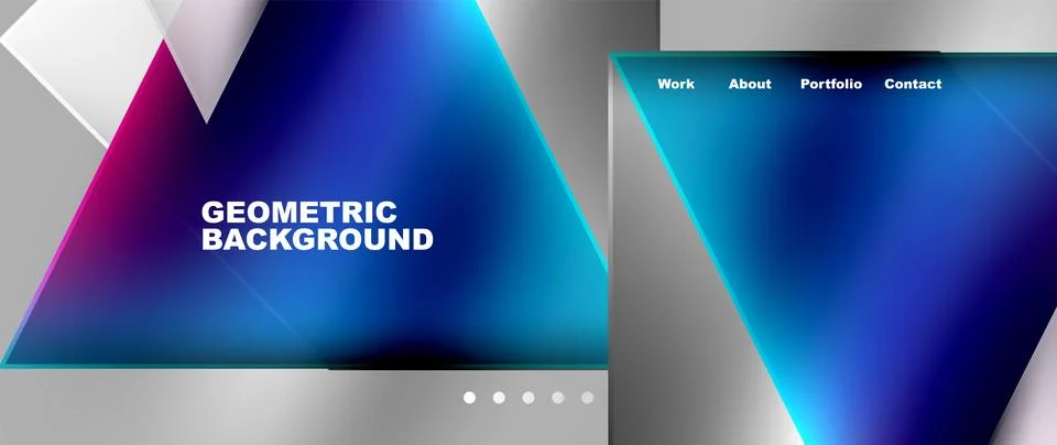 An Azure rectangle with electric blue triangles on a gray background Stock Illustration