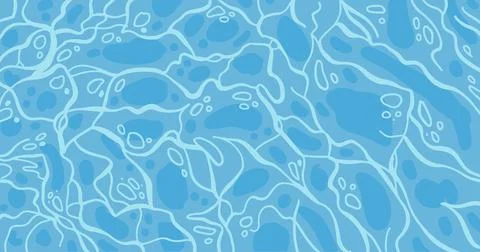 Azure Shining Water Surface panoramic background. Vector flat hand drawn Sea Stock Illustration