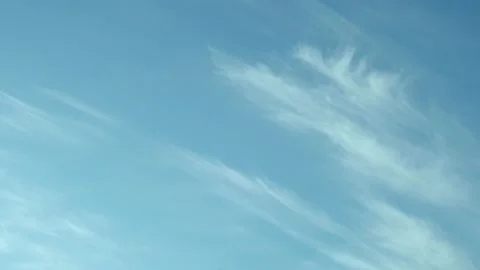 Azure Sky, Clear Blue Sky with Light Cirrus Clouds, Slow Motion, Time Lapse. Azo Stock Footage 178477511
