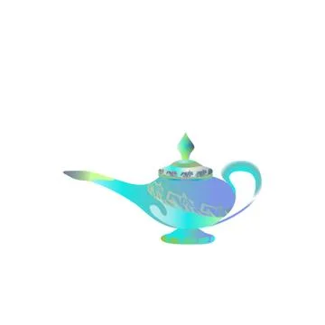 Azure, turquoise magic lamp. Tale. Arabian Fairy tale. Wealth concept Stock Illustration