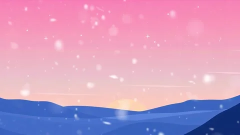 Azure Wave Snowfall: Blue Ocean Meets Pink Sky Under Dancing Snowflakes - a Ser Stock Footage 307004790