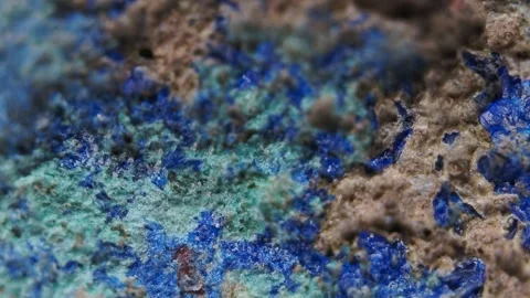 Azurite and malachite under the microscope Stock Footage 276788611