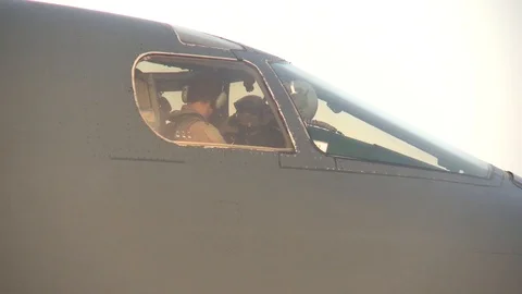 B-1 bombers parked at Al Udeid Airforce Base - 2014 Stock Footage 103626066