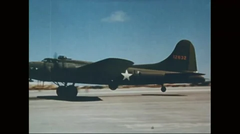 B-17 flying fortress taxiing on airfield Stock Footage