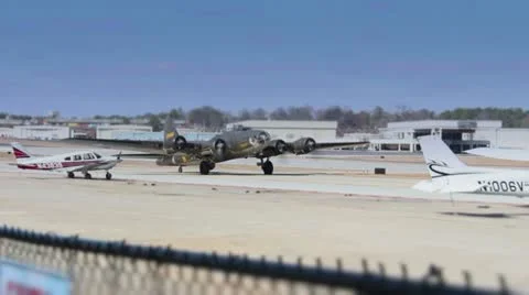 B-17 plane lands Stock Footage 21887129