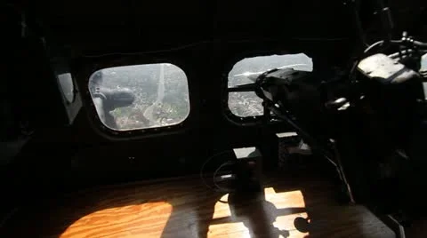 B-17 World War 2 Bomber in Flight side gunner position Stock Footage 22191336