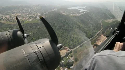 B-17 World War 2 Bomber Flying over a lake Stock-Footage 22198526