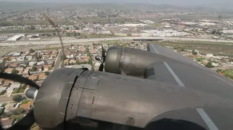 B-17 World War 2 Bomber wing shot during Flight Stock Footage 22198534