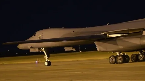 B-1B Lancer Bomber Taxiing at Night Stock-Footage 82330053
