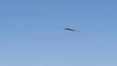 B-2 heavy stealth strategic bomber flies Stock Footage 121031325