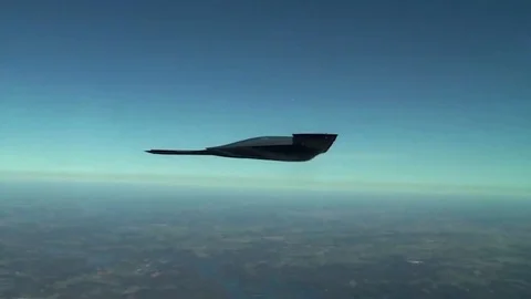 B-2 Stealth bomber in flight Stock Footage 109614614