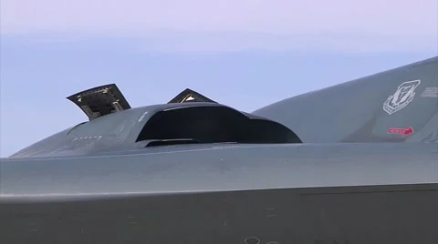 B-2 Stealth Bomber Pan across aircraft Stock Footage 40300614