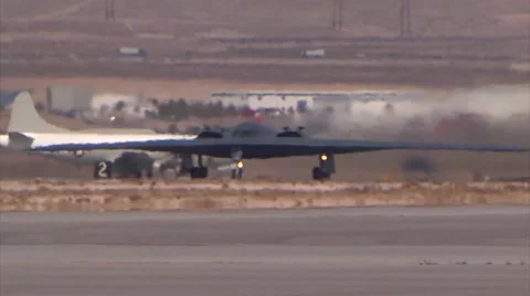 B-2 Stealth Bomber takes off Stock Footage 40300437