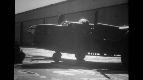 B-24 Liberator being towed by land vehicle Stock Footage 39914783