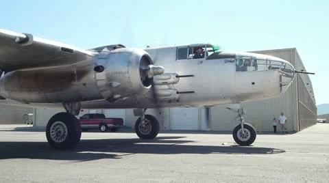 B-25 Mitchell Engine Taxi Stock Footage 10844262