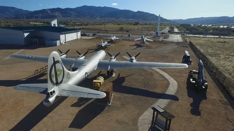 B-29 Superfortress, Static Display fly over tail to nose Stock Footage 98669539