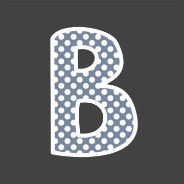 B alphabet vector letter with white and blue polka dots on black background Stock Illustration