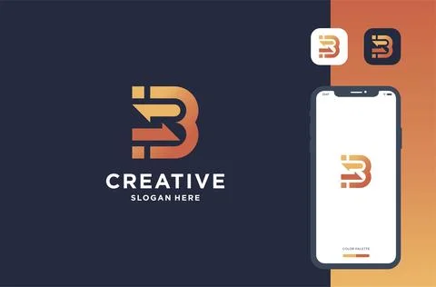 B and arrow logo design business brand inspiration Stock Illustration