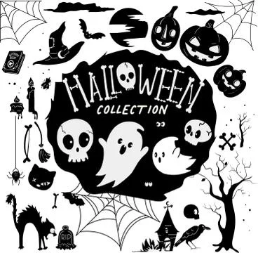 B and W Concept illustration with flat vector design theme halloween package Illustrazione stock