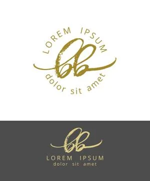 B B. Initials Monogram Logo Design. Dry Brush Calligraphy Artwork Stock Illustration