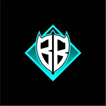 B B letter shield with square protection logo as a sweetener Illustrazione stock