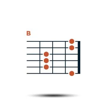 B, Basic Guitar Chord Chart Icon Vector Template イラスト素材
