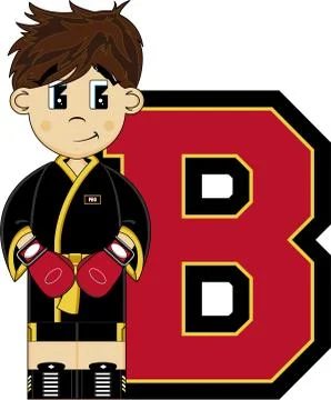B is for Boxing Alphabet Learning Illustration 스톡 일러스트