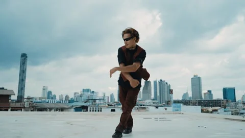 B-boy dance performance by professional street dancer. Break dance. hiphop. Stock Footage 266583284