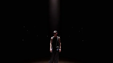 B-boy is performing active dance with elements of breaking, popping and locking Video stock 206172959