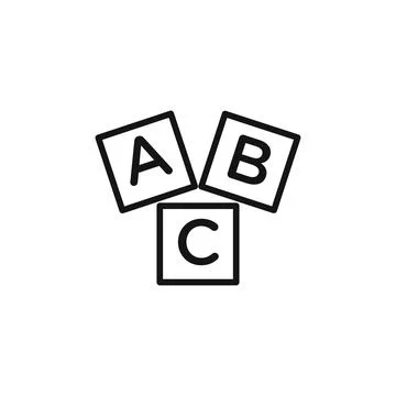 A B C cubes icon logo sign vector outline Stock Illustration