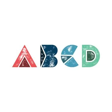 A B C D - Abstract grunge retro alphabet from simple geometric shapes Stock Illustration
