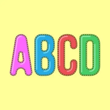 A B C D - Candy Colorful Editable Vector Alphabet Illustrazione stock