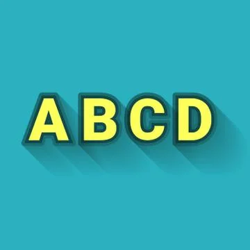 A B C D - Colorful Outlined Alphabet with Long Shadow Stock Illustration