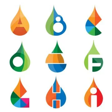 A B C D E F G H I letters set of logo idea template Stock Illustration