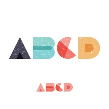 A B C D - Grunge Flat Alphabet Set Illustrazione stock