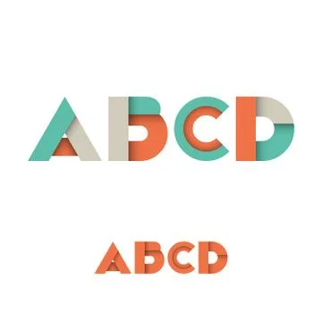 A B C D Modern Colored Layered Font or Alphabet Stock Illustration