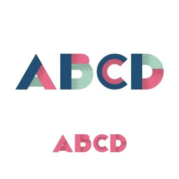 A B C D Modern Flat Alphabet with Noise Shadow Stock Illustration