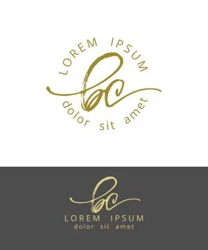 B C. Initials Monogram Logo Design. Dry Brush Calligraphy Artwork Stock Illustration