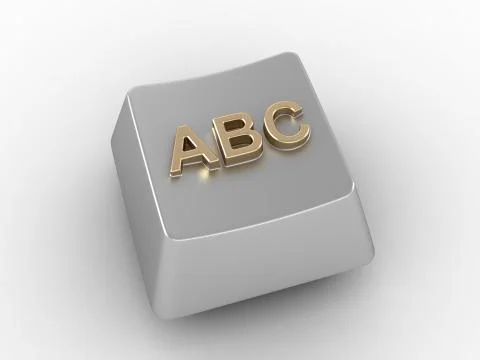 A, B, C white metal computer key Stock Illustration