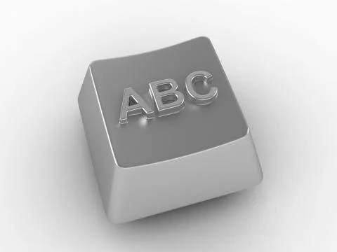 A, B, C white metal computer key Stock Illustration