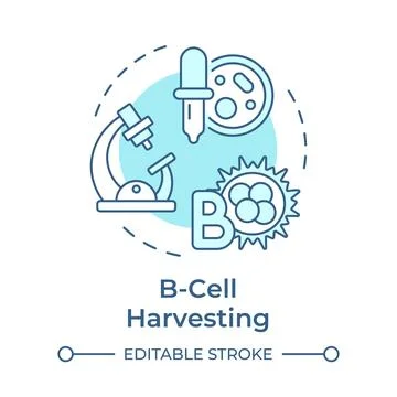 B-cell harvesting soft blue concept icon Illustrazione stock