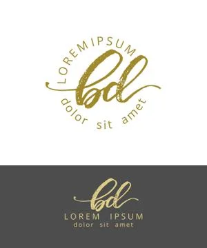 B D. Initials Monogram Logo Design. Dry Brush Calligraphy Artwork Stock Illustration