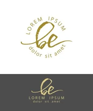 B E. Initials Monogram Logo Design. Dry Brush Calligraphy Artwork Stock-Illustration