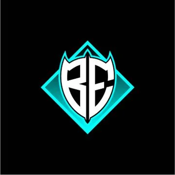 B E letter shield with square protection logo as a sweetener Stock Illustration