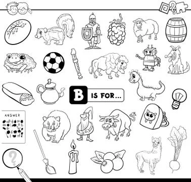 B is for educational task coloring book 스톡 일러스트