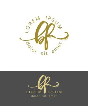 B F. Initials Monogram Logo Design. Dry Brush Calligraphy Artwork Stock Illustration